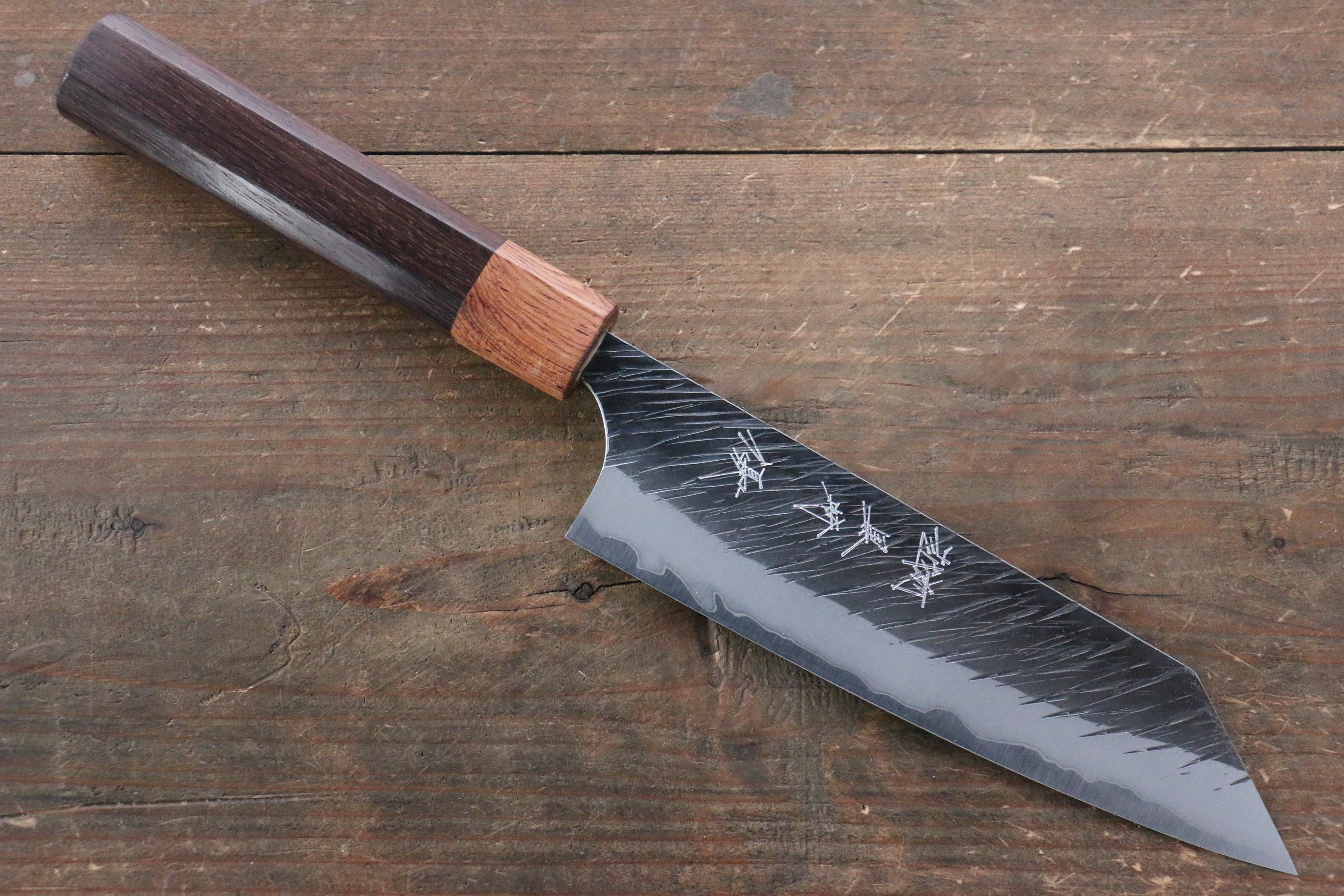 Yu Kurosaki Blue Super Hammered Bunka 165mm with Shitan Handle (ferrule: Honduras) - Seisuke Knife