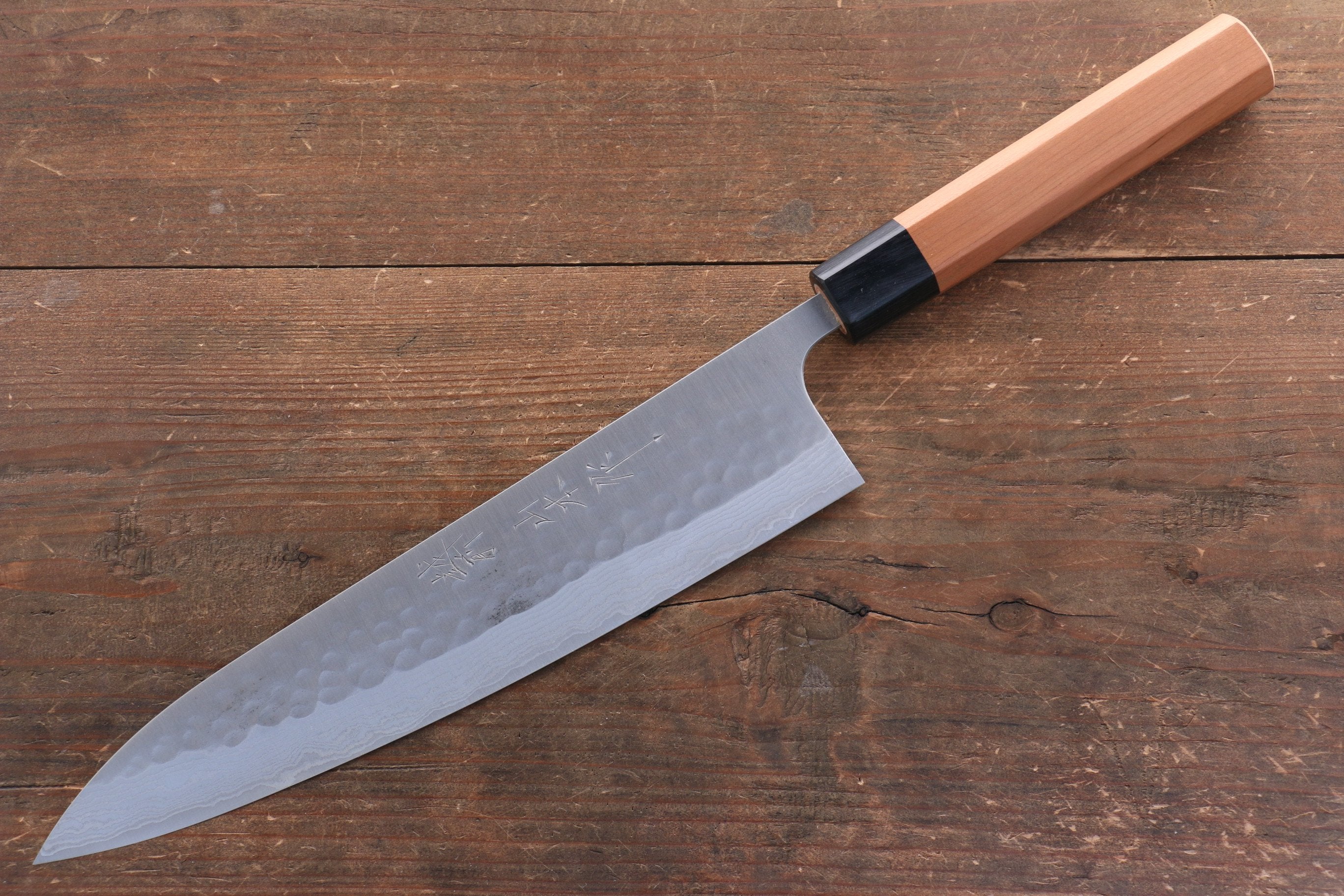 Nao Yamamoto SRS13 Black Damascus Gyuto 240mm Cherry Blossoms Handle - Seisuke Knife