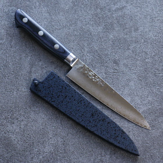 Seisuke Seiun VG10 33 Layer Damascus Petty-Utility 135mm Navy blue Pakka wood Handle with Sheath - Seisuke Knife