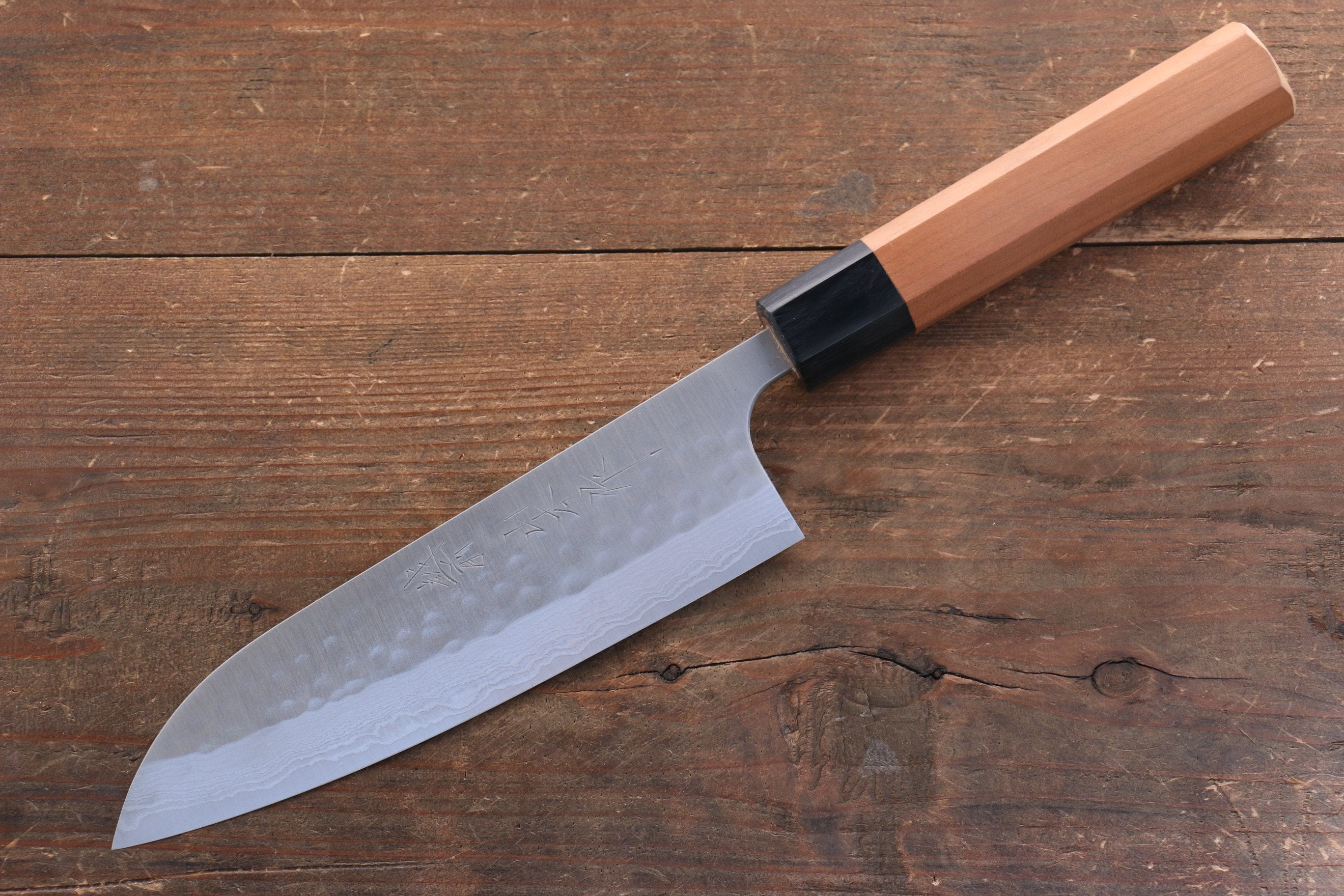 Nao Yamamoto SRS13 Black Damascus Santoku 165mm Cherry Blossoms Handle - Seisuke Knife