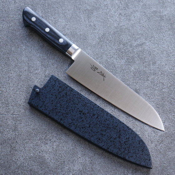 Seisuke Seiten Molybdenum Santoku 180mm Navy blue Pakka wood Handle with Sheath - Seisuke Knife