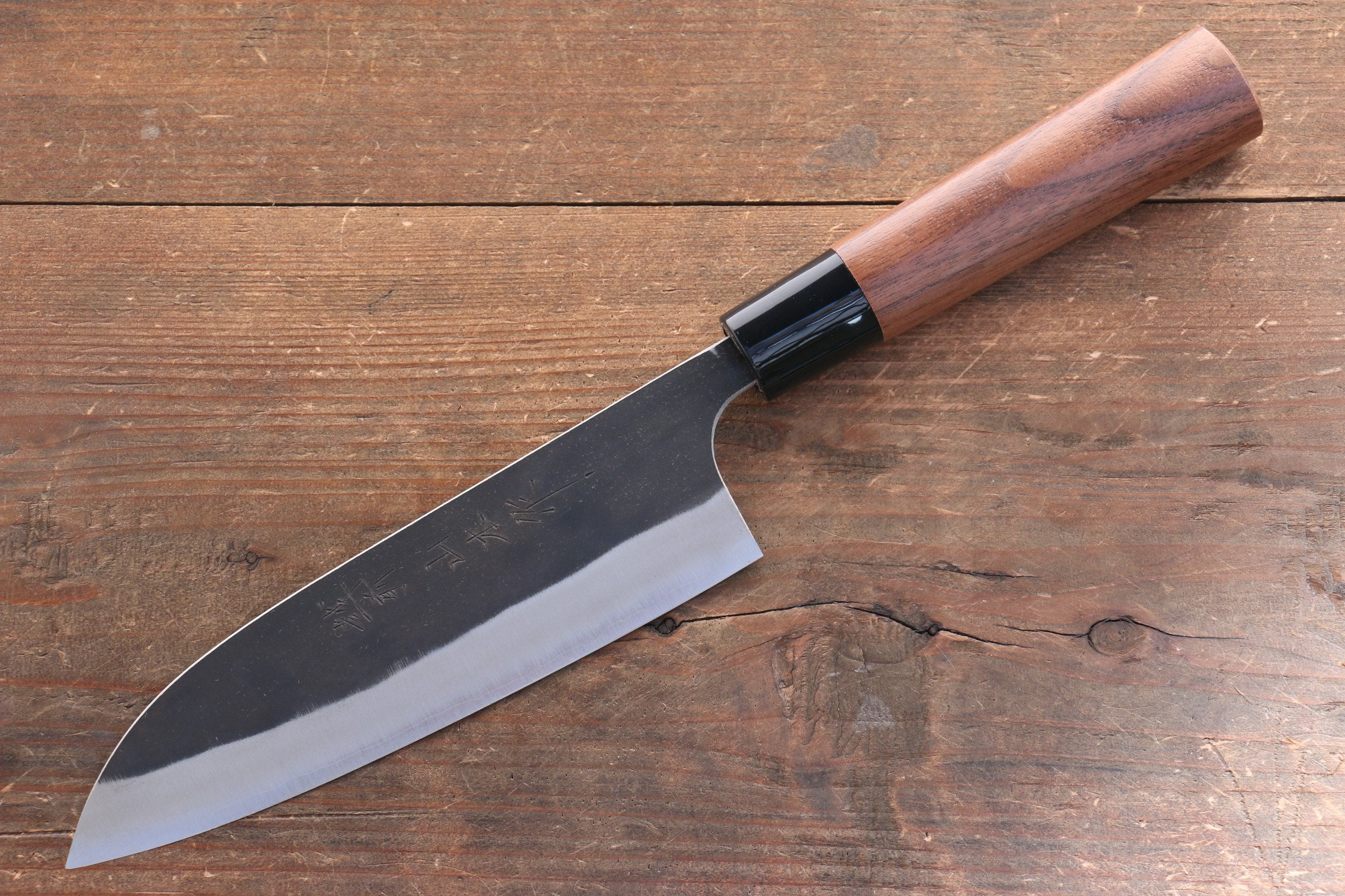 Nao Yamamoto Blue Super Kurouchi Santoku 165mm Walnut Handle - Seisuke Knife