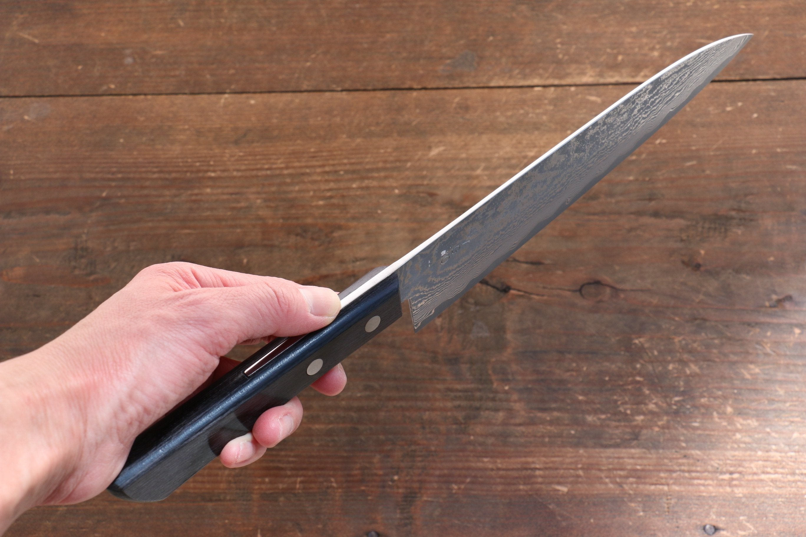 Nao Yamamoto VG10 Black Damascus Gyuto 180mm with Black Pakkawood Handle - Seisuke Knife