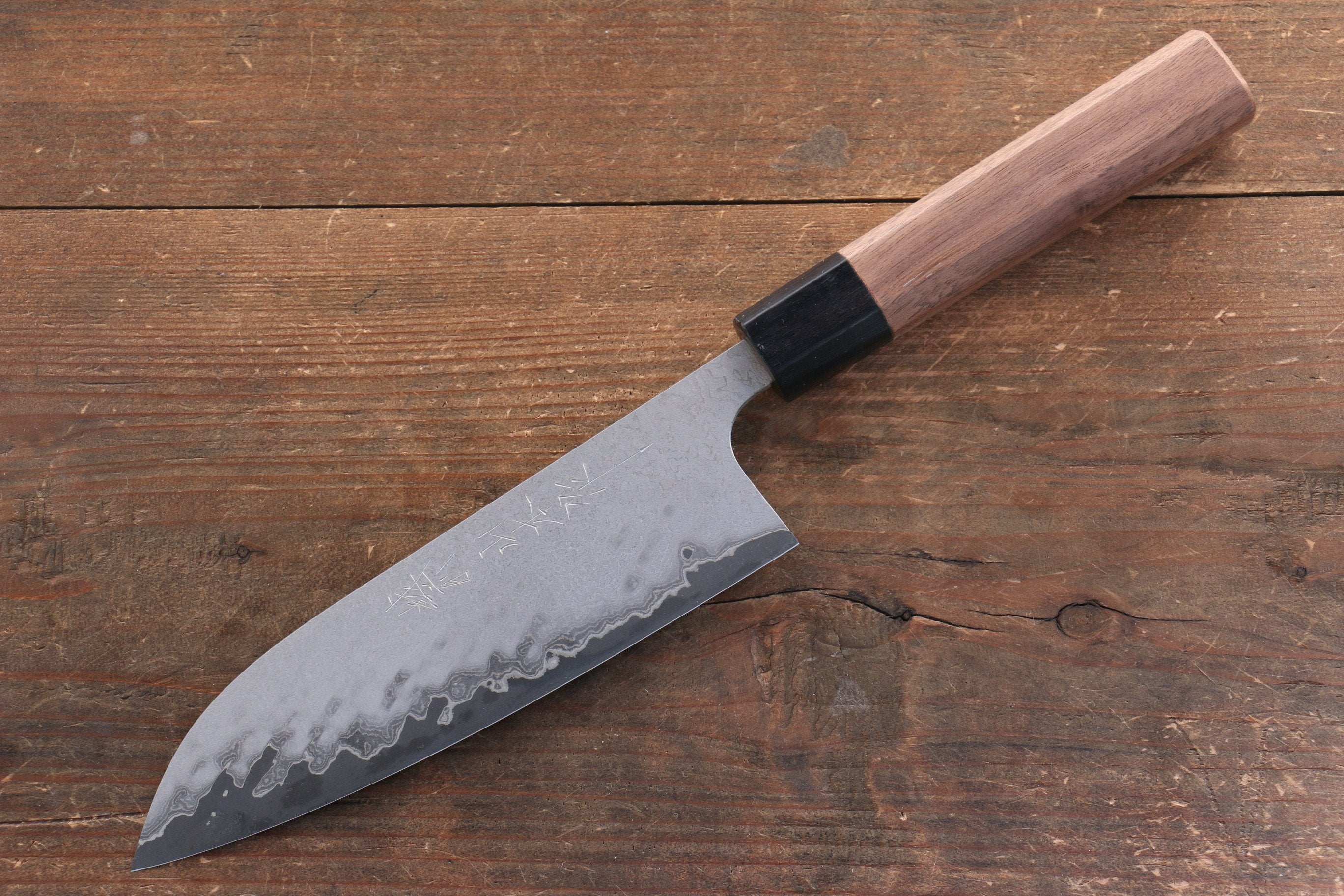 Nao Yamamoto VG10 Black Damascus Santoku 165mm Walnut Handle - Seisuke Knife