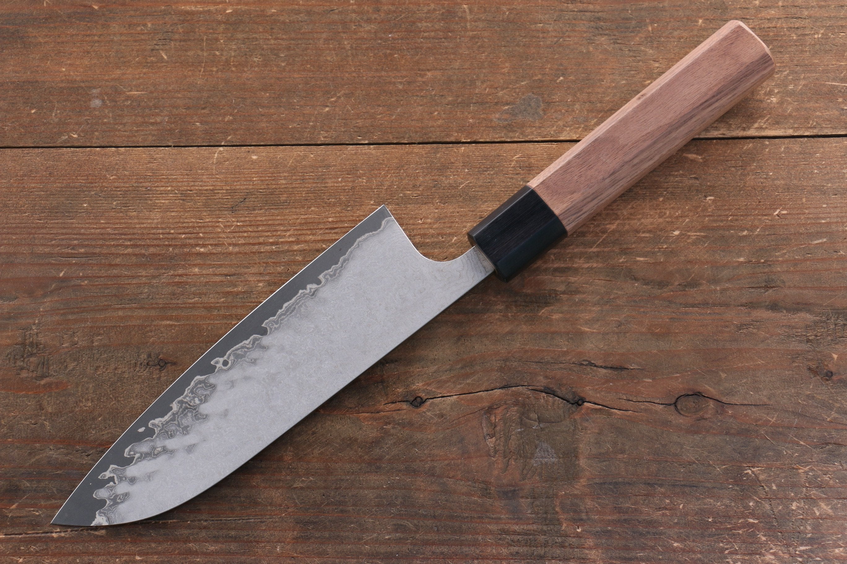 Nao Yamamoto VG10 Black Damascus Santoku 165mm Walnut Handle - Seisuke Knife