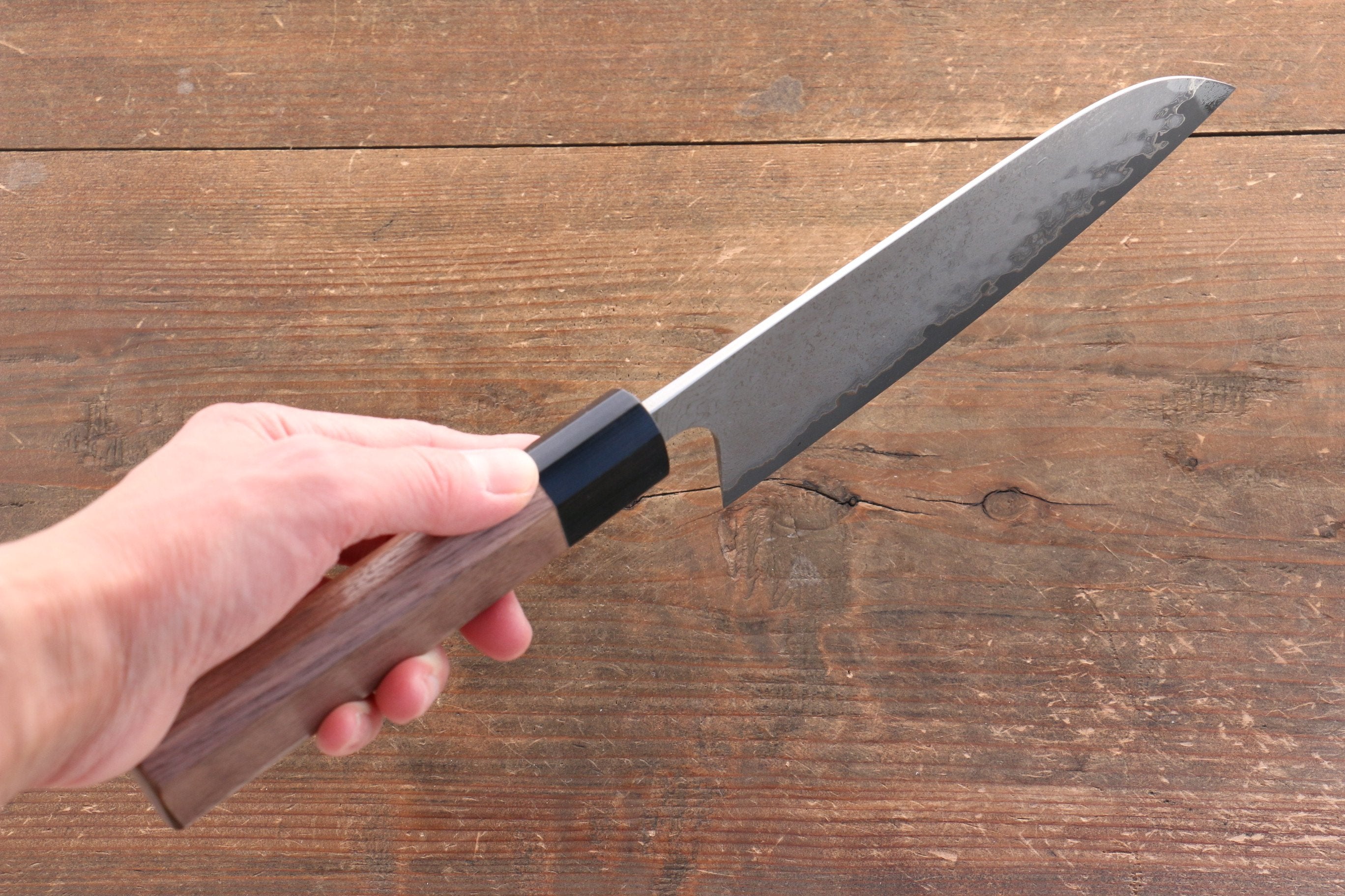 Nao Yamamoto VG10 Black Damascus Santoku 165mm Walnut Handle - Seisuke Knife