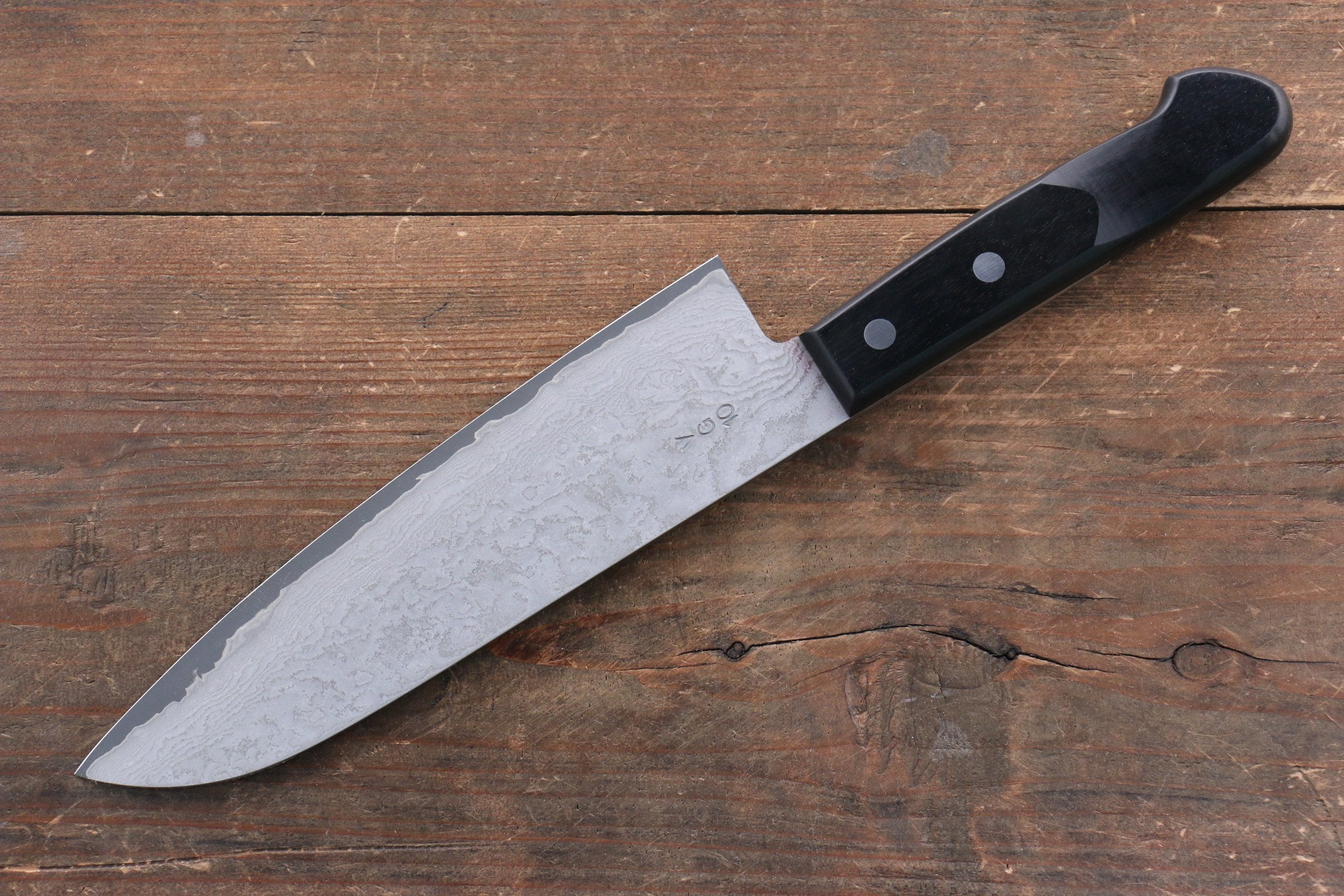 Nao Yamamoto VG10 Black Damascus Santoku 180mm Black Pakka wood - Seisuke Knife