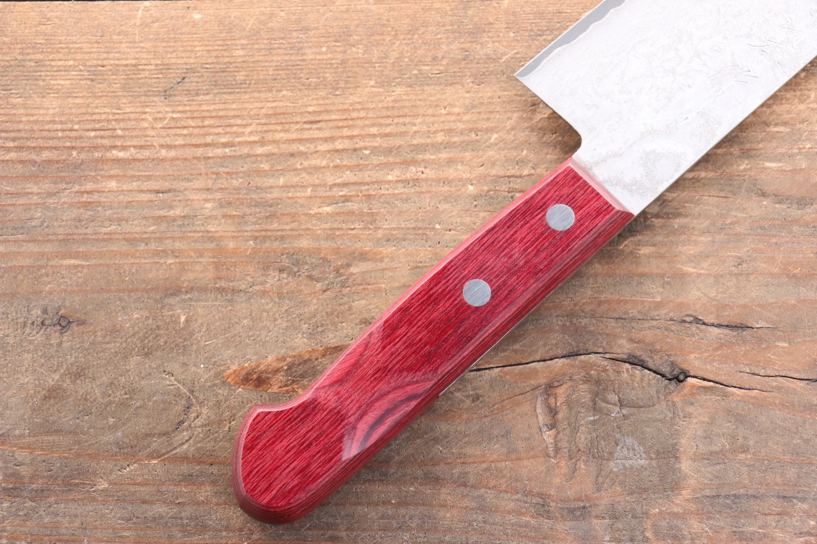 Nao Yamamoto VG10 Black Damascus Santoku 180mm Red Pakka wood - Seisuke Knife