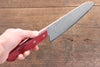 Nao Yamamoto VG10 Black Damascus Santoku 180mm Red Pakka wood - Seisuke Knife