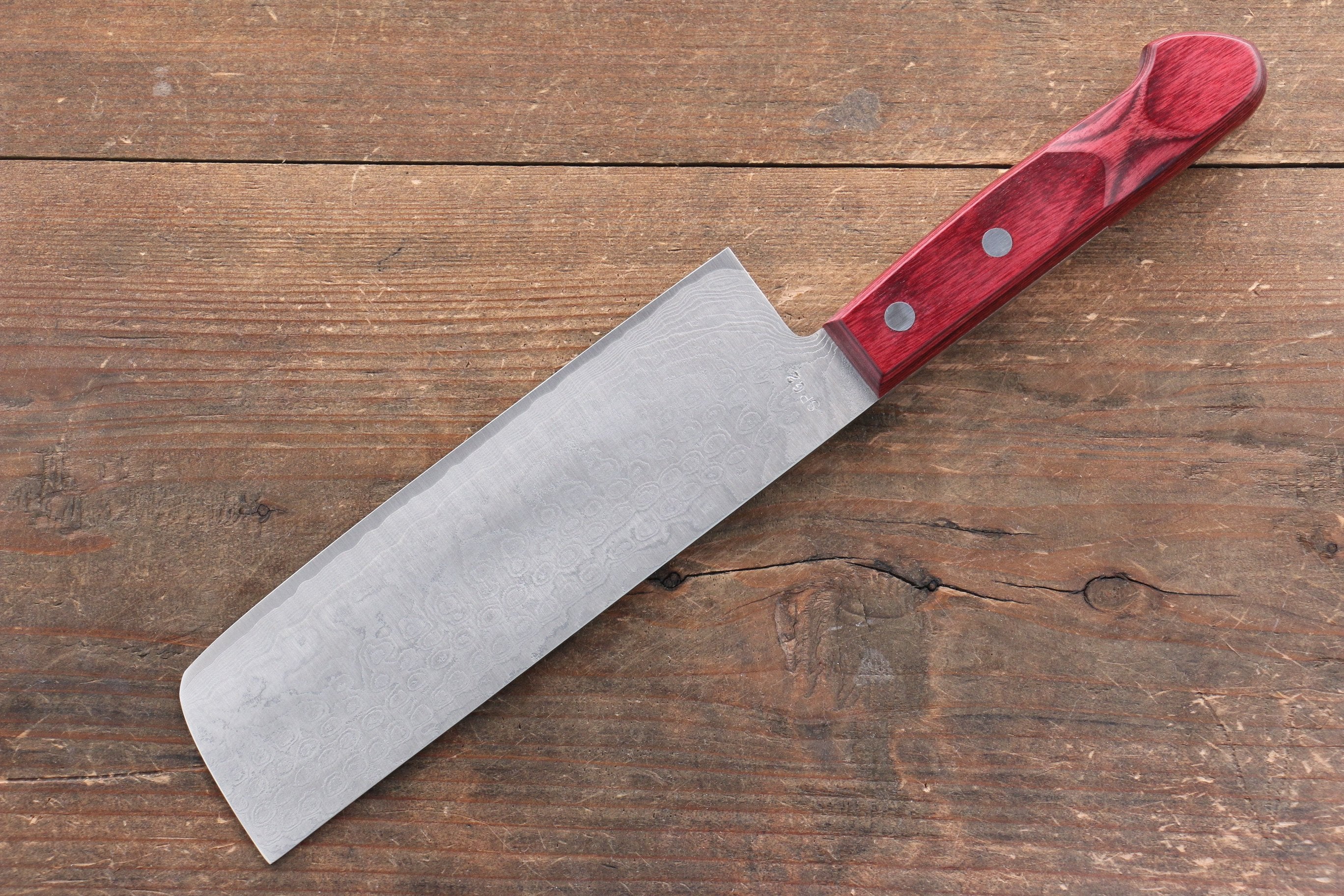 Nao Yamamoto SG2 Damascus Migaki Finished Nakiri 165mm Red Pakka wood - Seisuke Knife
