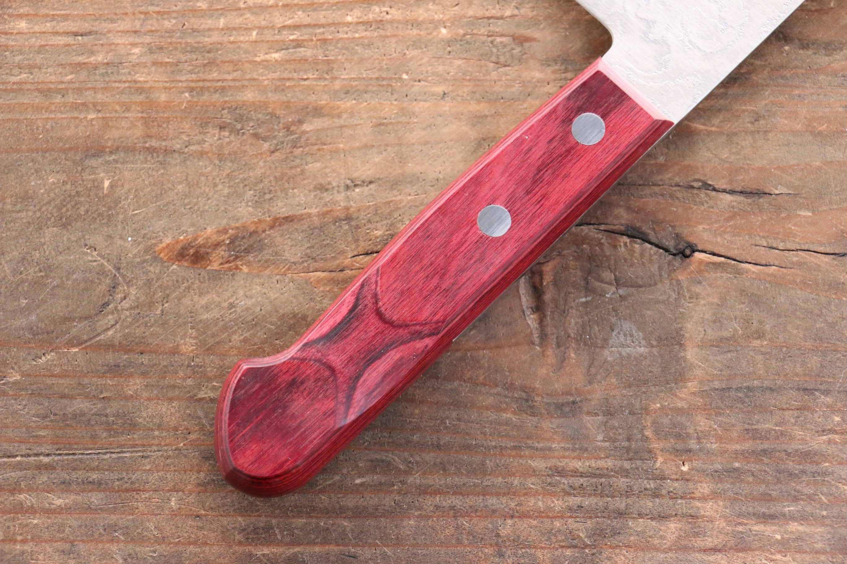 Nao Yamamoto SG2 Damascus Migaki Finished Nakiri 165mm Red Pakka wood - Seisuke Knife