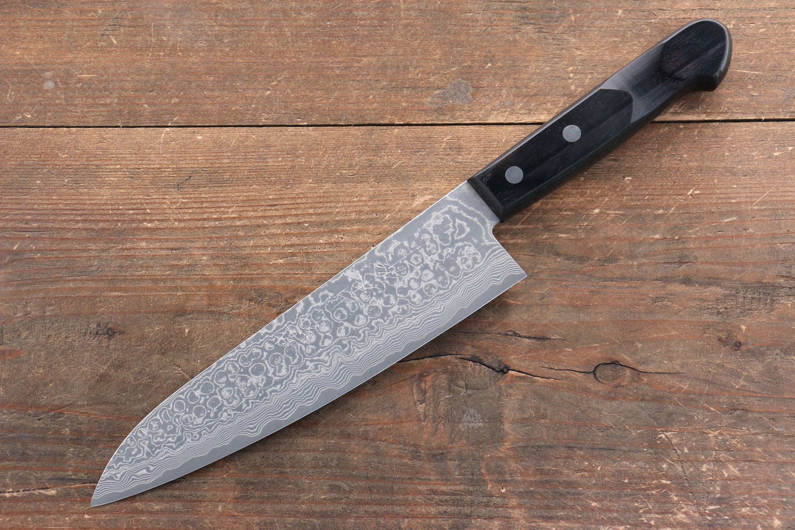 Nao Yamamoto SG2 Damascus Migaki Finished Gyuto 180mm Black Pakka wood - Seisuke Knife