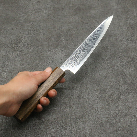 Seisuke Nami AUS10 Mirrored Finish Damascus Petty-Utility 150mm Oak Handle - Seisuke Knife