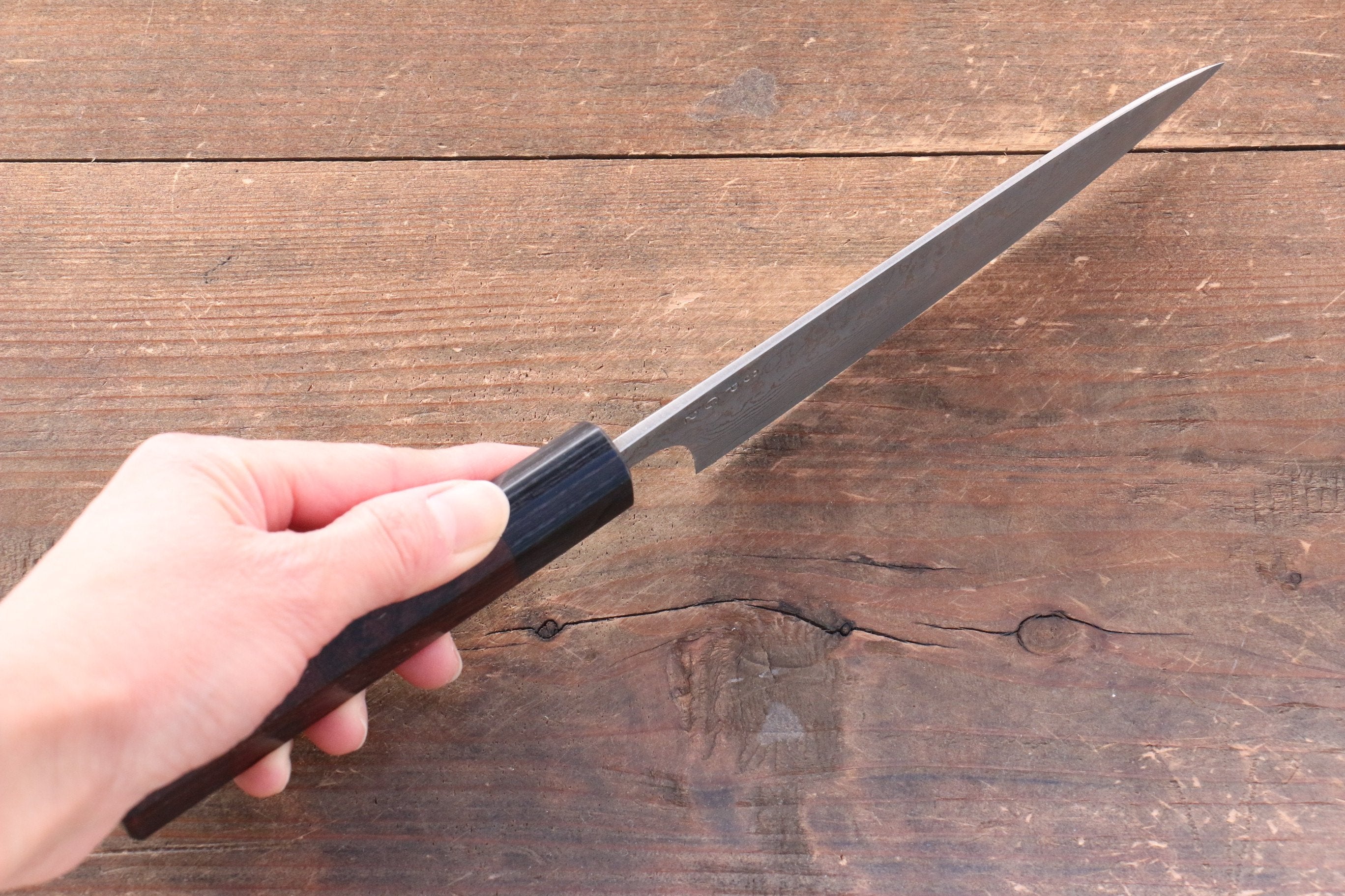 Nao Yamamoto SG2 Black Damascus Petty-Utility 140mm Shitan Handle - Seisuke Knife