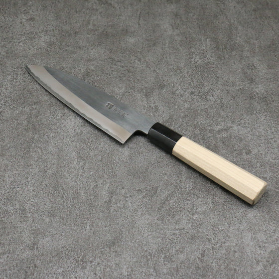 Minamoto Akitada White Steel No.2 Kasumitogi Santoku 180mm Magnolia Handle - Seisuke Knife