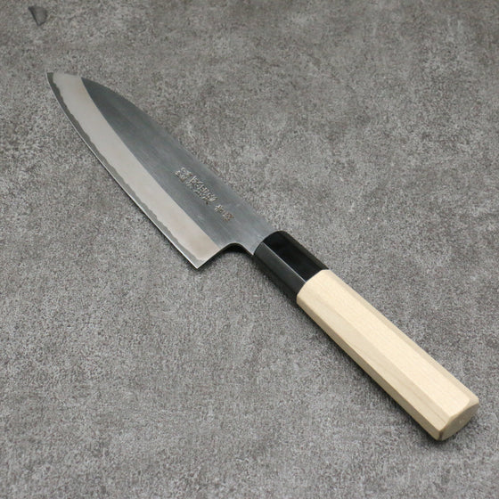 Minamoto Akitada Blue Steel No.2 Kasumitogi Santoku  180mm Magnolia Handle - Seisuke Knife