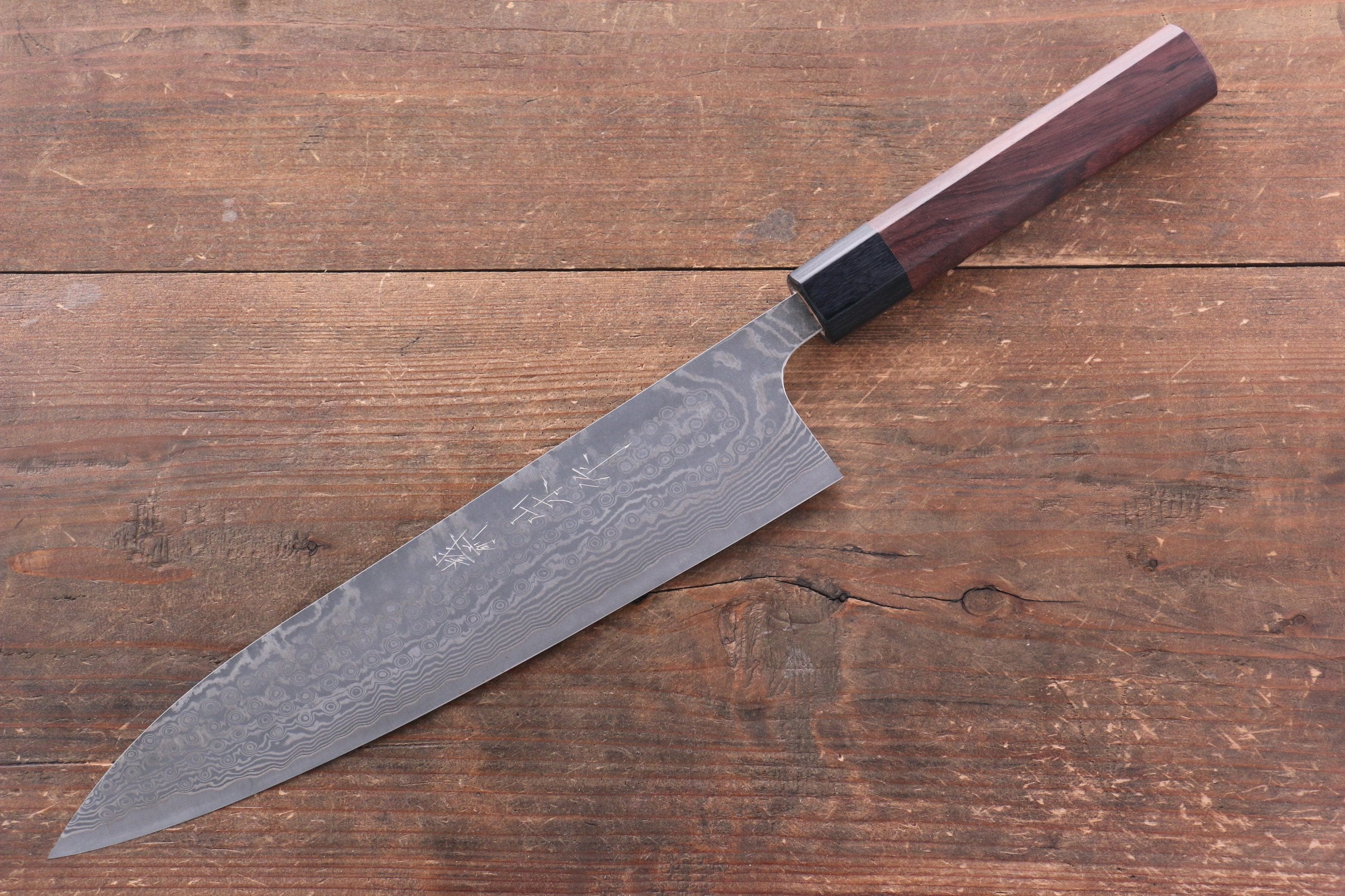 Nao Yamamoto SG2 Black Damascus Gyuto 240mm Shitan Handle - Seisuke Knife