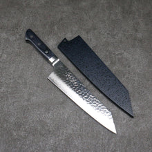  Seisuke Aotsuchi AUS10 Hammered Kiritsuke Santoku 195mm Navy blue Pakka wood Handle with Sheath - Seisuke Knife