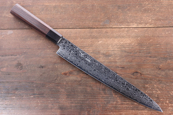 Seisuke AUS10 Damascus Sujihiki 240mm with Shitan Handle - Seisuke Knife