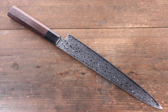 Seisuke AUS10 Damascus Sujihiki 240mm with Shitan Handle - Seisuke Knife