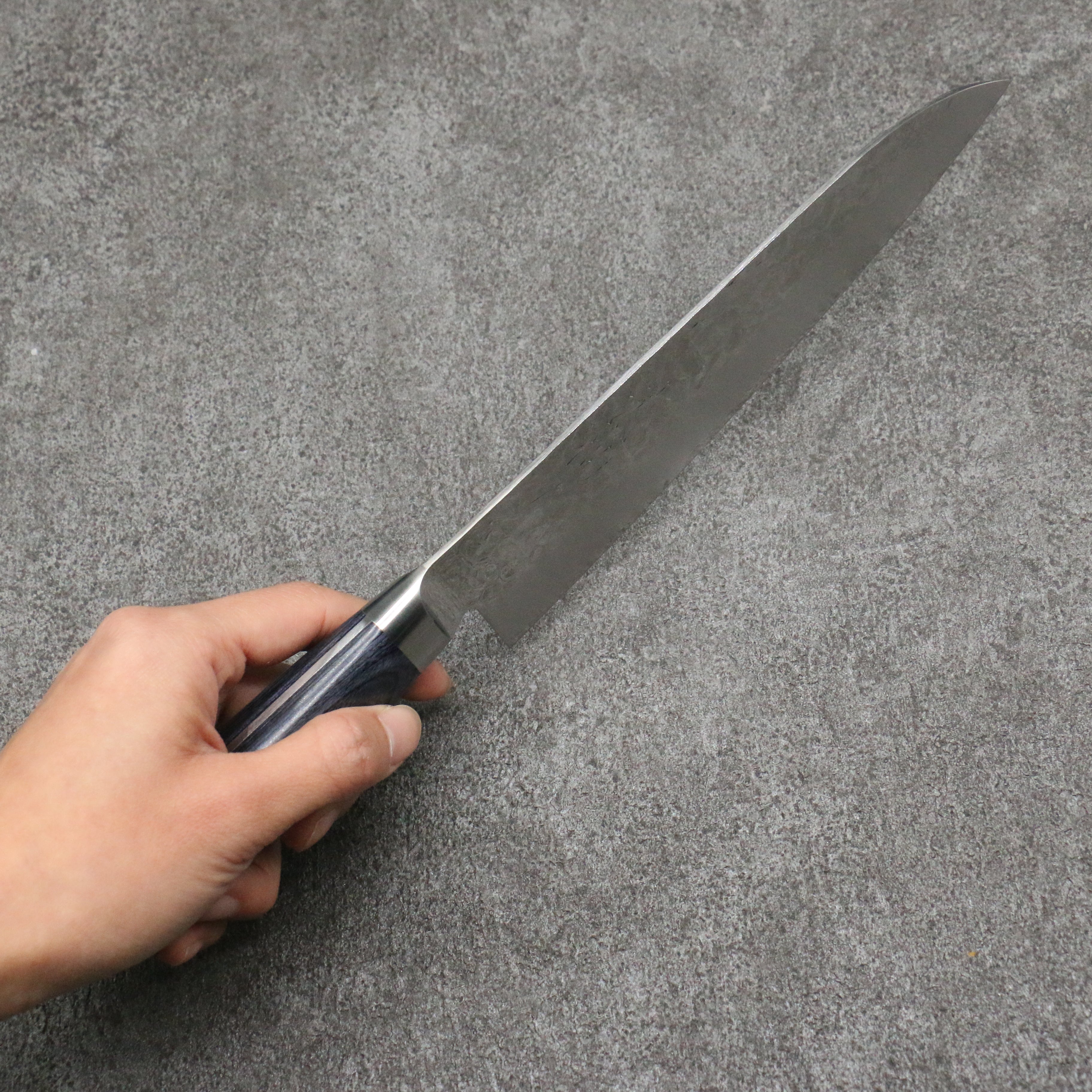 Seisuke Seiun VG10 33 Layer Damascus Santoku 180mm Navy blue Pakka wood Handle with Sheath - Seisuke Knife