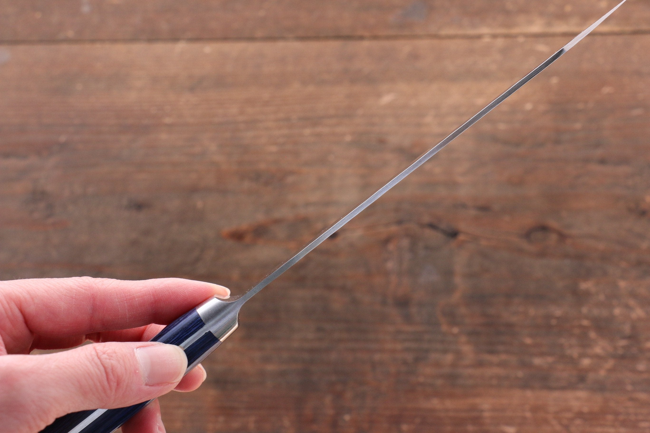 Seisuke Aotsuchi AUS10 Hammered Kiritsuke Petty-Utility 140mm Blue Pakkawood Handle with Sheath - Seisuke Knife