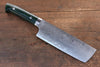 Takeshi Saji VG10 Diamond Finish Damascus Nakiri 165mm Green Micarta Handle - Seisuke Knife - Slide 1