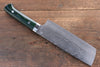 Takeshi Saji VG10 Diamond Finish Damascus Nakiri 165mm Green Micarta Handle - Seisuke Knife - Slide 2