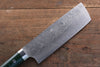 Takeshi Saji VG10 Diamond Finish Damascus Nakiri 165mm Green Micarta Handle - Seisuke Knife - Slide 3