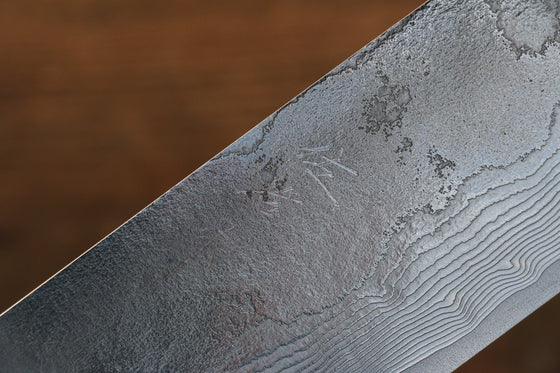 Takeshi Saji VG10 Diamond Finish Damascus Nakiri 165mm Green Micarta Handle - Seisuke Knife