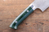 Takeshi Saji VG10 Diamond Finish Damascus Nakiri 165mm Green Micarta Handle - Seisuke Knife - Slide 6