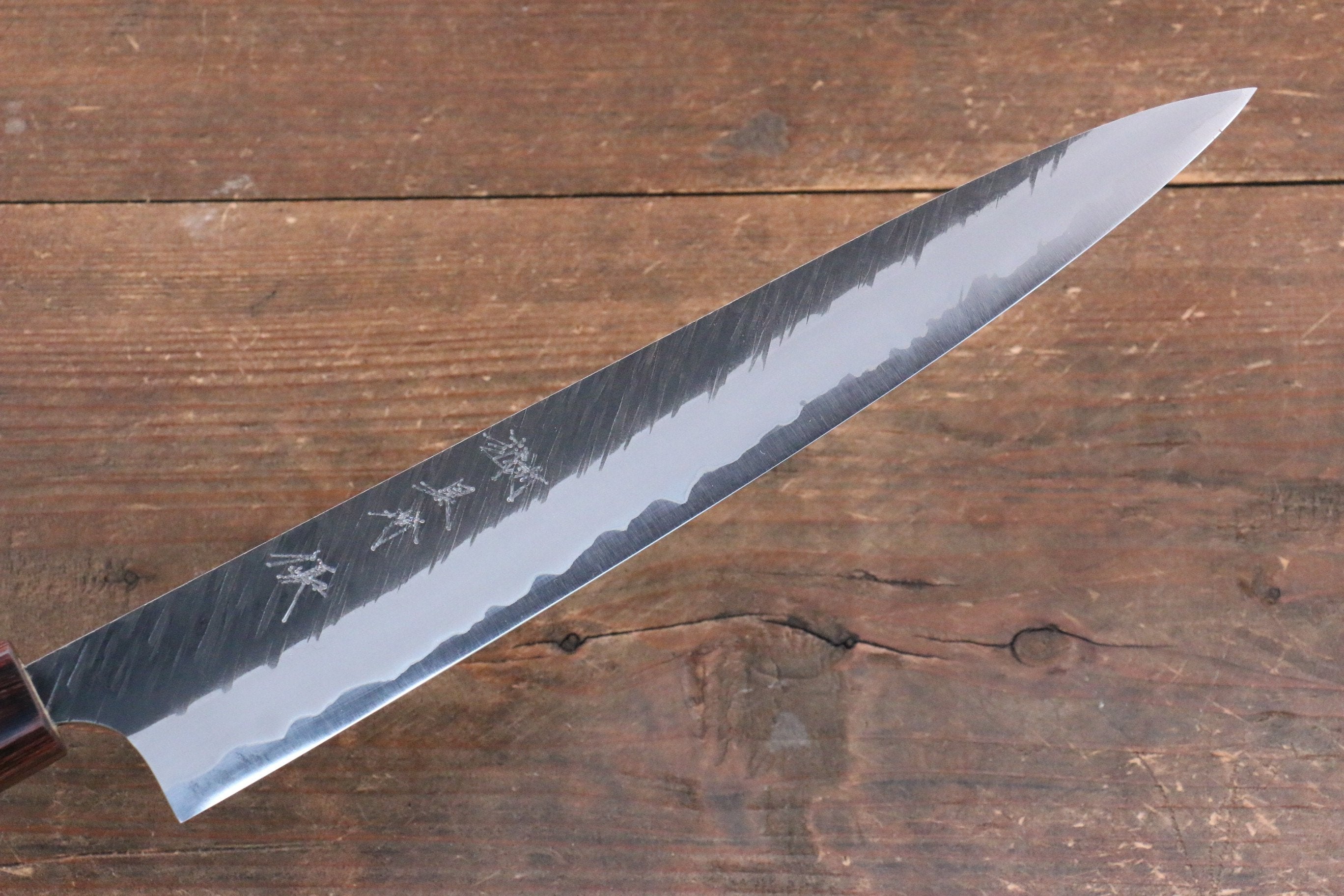 Yu Kurosaki Fujin Blue Super Hammered Sujihiki 240mm Keyaki (Japanese Elm) Handle - Seisuke Knife