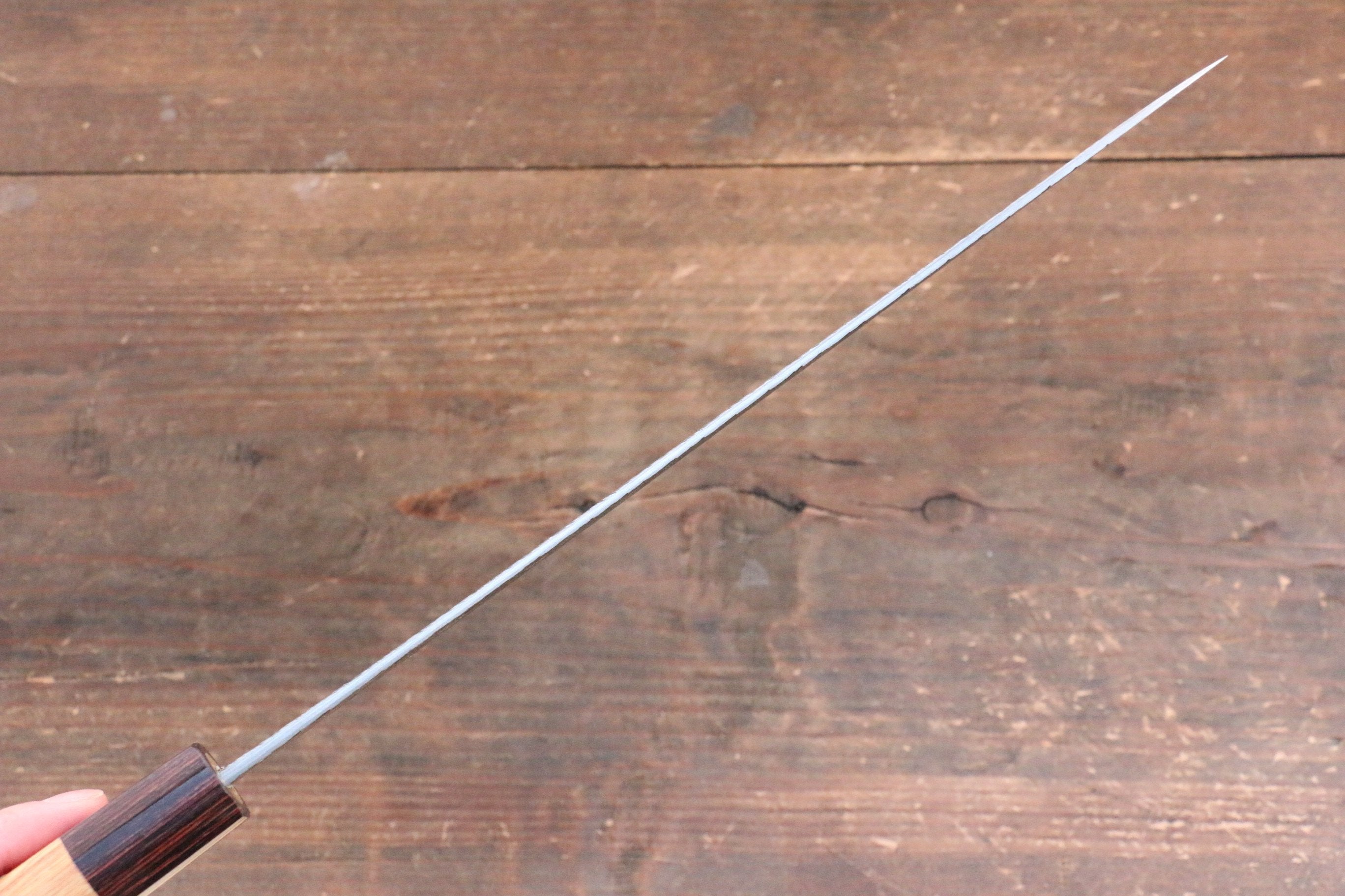 Yu Kurosaki Fujin Blue Super Hammered Sujihiki 240mm Keyaki (Japanese Elm) Handle - Seisuke Knife
