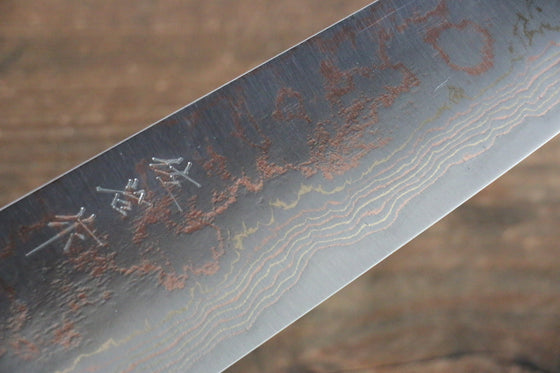 Takeshi Saji Blue Steel No.2 Colored Damascus Bunka 180mm Ironwood Handle - Seisuke Knife