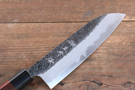 Yu Kurosaki Shizuku Blue Super Hammered Santoku 165mm Shitan Handle - Seisuke Knife