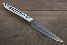  Takeshi Saji SG2 Diamond Finish Damascus Steak 125mm Cow Bone Handle - Seisuke Knife