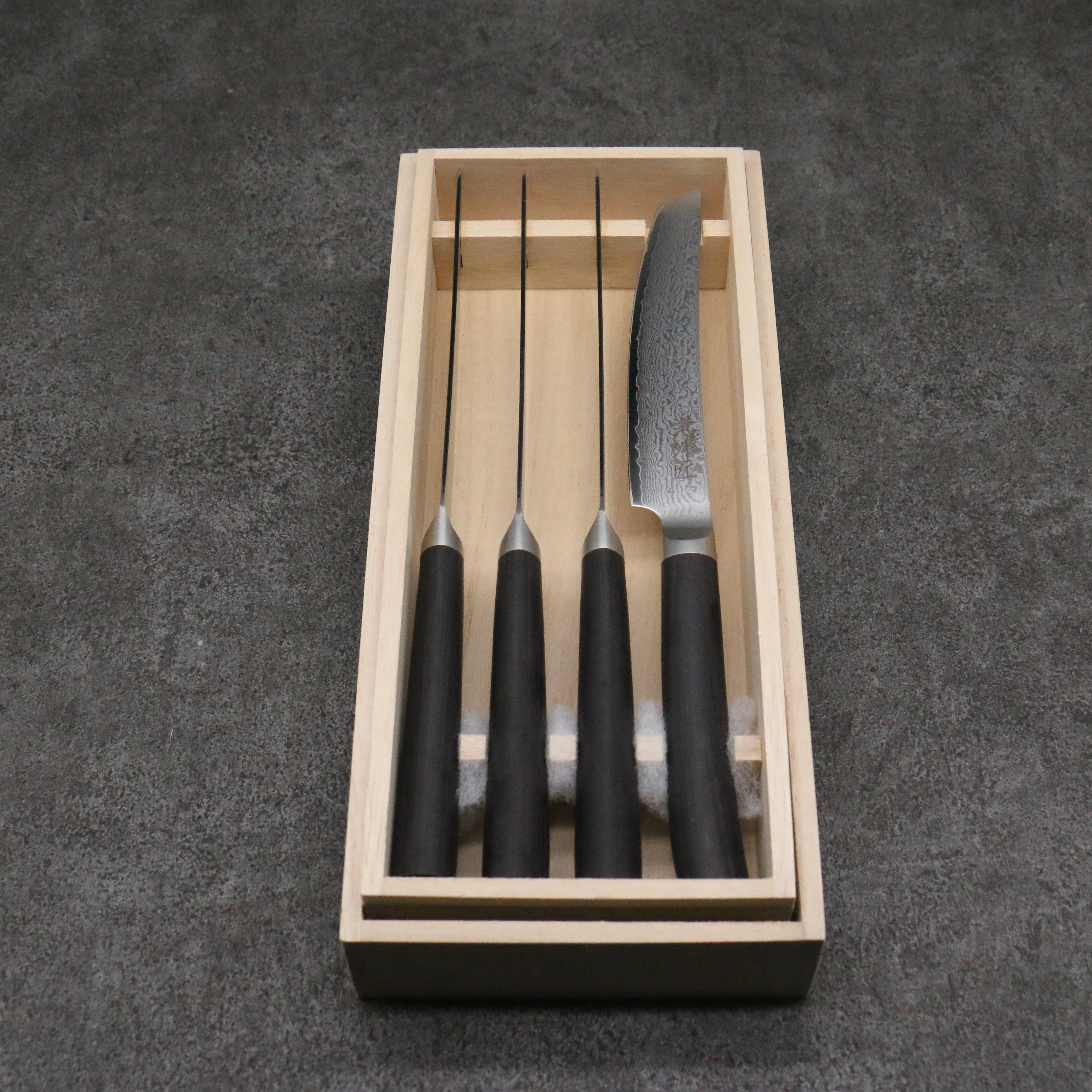 Shizu Set of 4 VG10 Damascus Steak 130mm Black Pakka wood Handle - Seisuke Knife