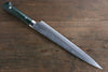 Takeshi Saji VG10 Diamond Finish Damascus Sujihiki 240mm Green Micarta Handle - Seisuke Knife - Slide 2