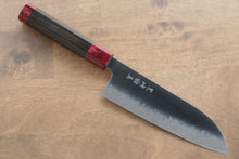  Makoto Kurosaki Kaen Coreless Mirrored Finish Damascus Santoku 170mm Ebony Wood(With Double Red Pakka wood) Handle - Seisuke Knife