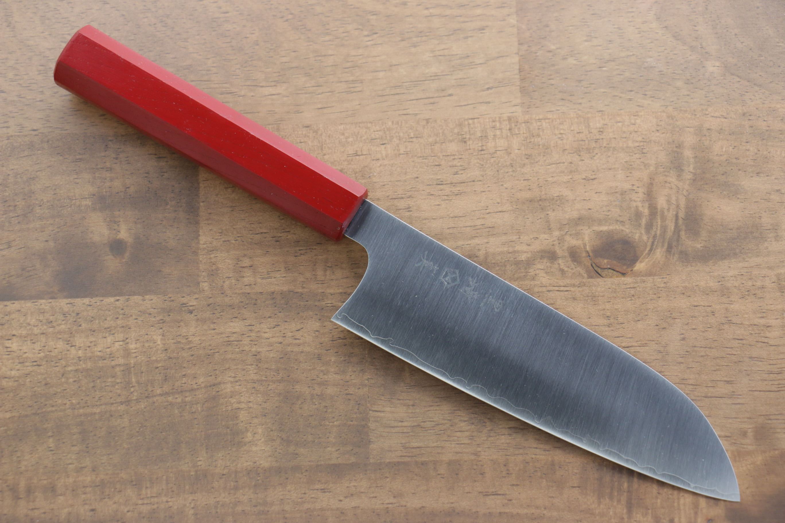 Makoto Kurosaki SG2 Migaki Finished Santoku 170mm with Red Lacquered Handle - Seisuke Knife