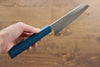 Makoto Kurosaki SG2 Migaki Finished Santoku 170mm with Blue Lacquered Handle - Seisuke Knife