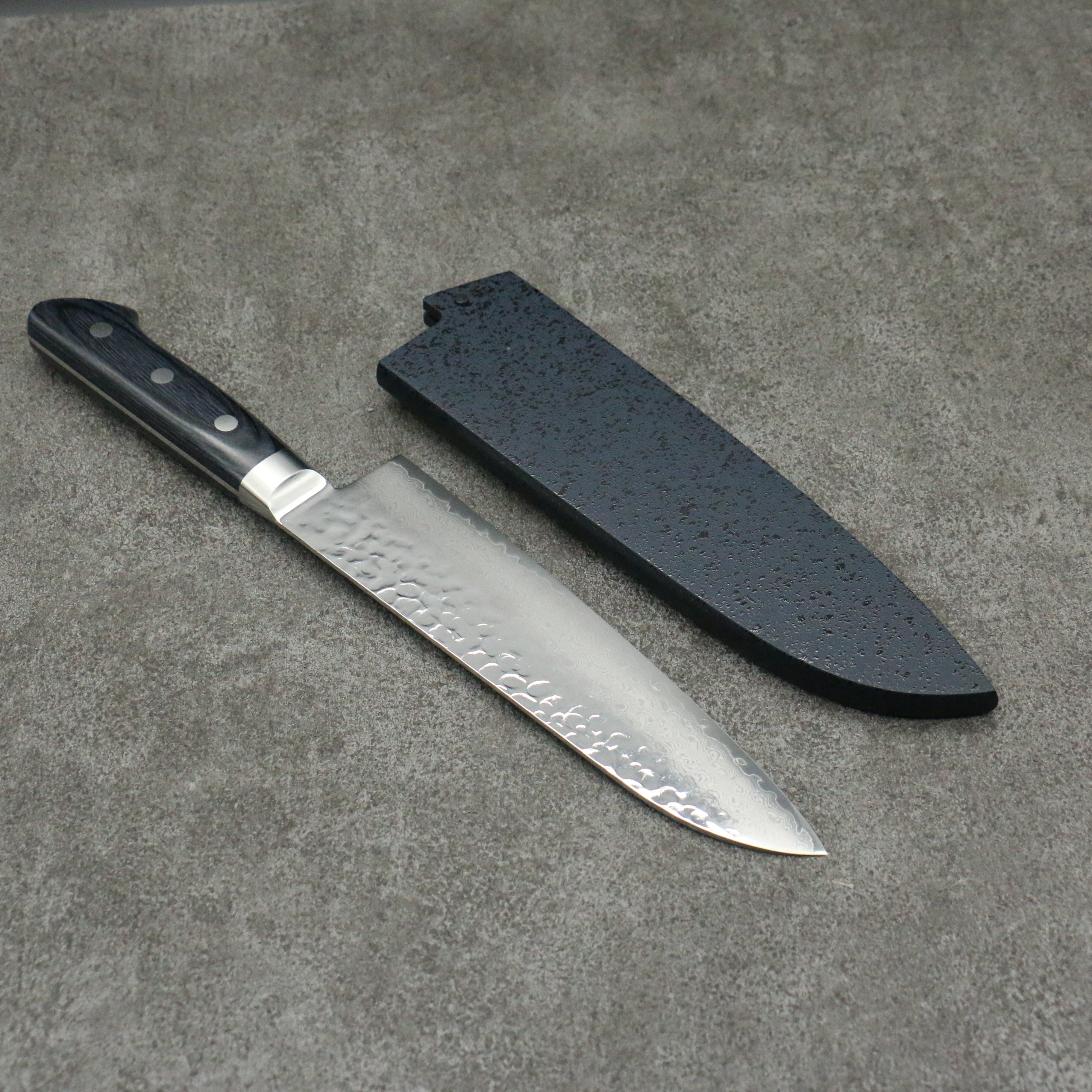 Seisuke Seiun VG10 33 Layer Damascus Santoku 180mm Navy blue Pakka wood Handle with Sheath - Seisuke Knife