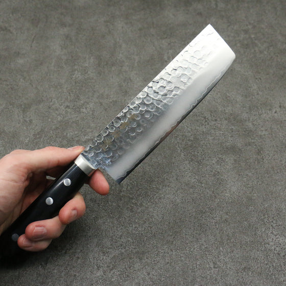 Kanetsune VG1 Hammered Nakiri 165mm Black Pakka wood Handle - Seisuke Knife