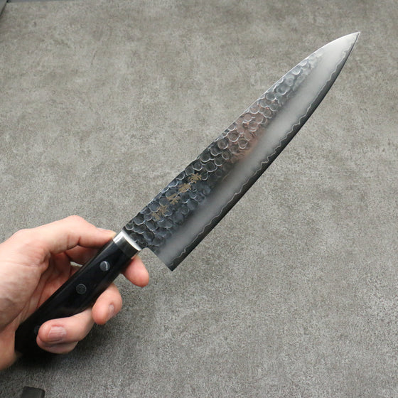 Kanetsune VG1 Hammered Gyuto 210mm Black Pakka wood Handle - Seisuke Knife