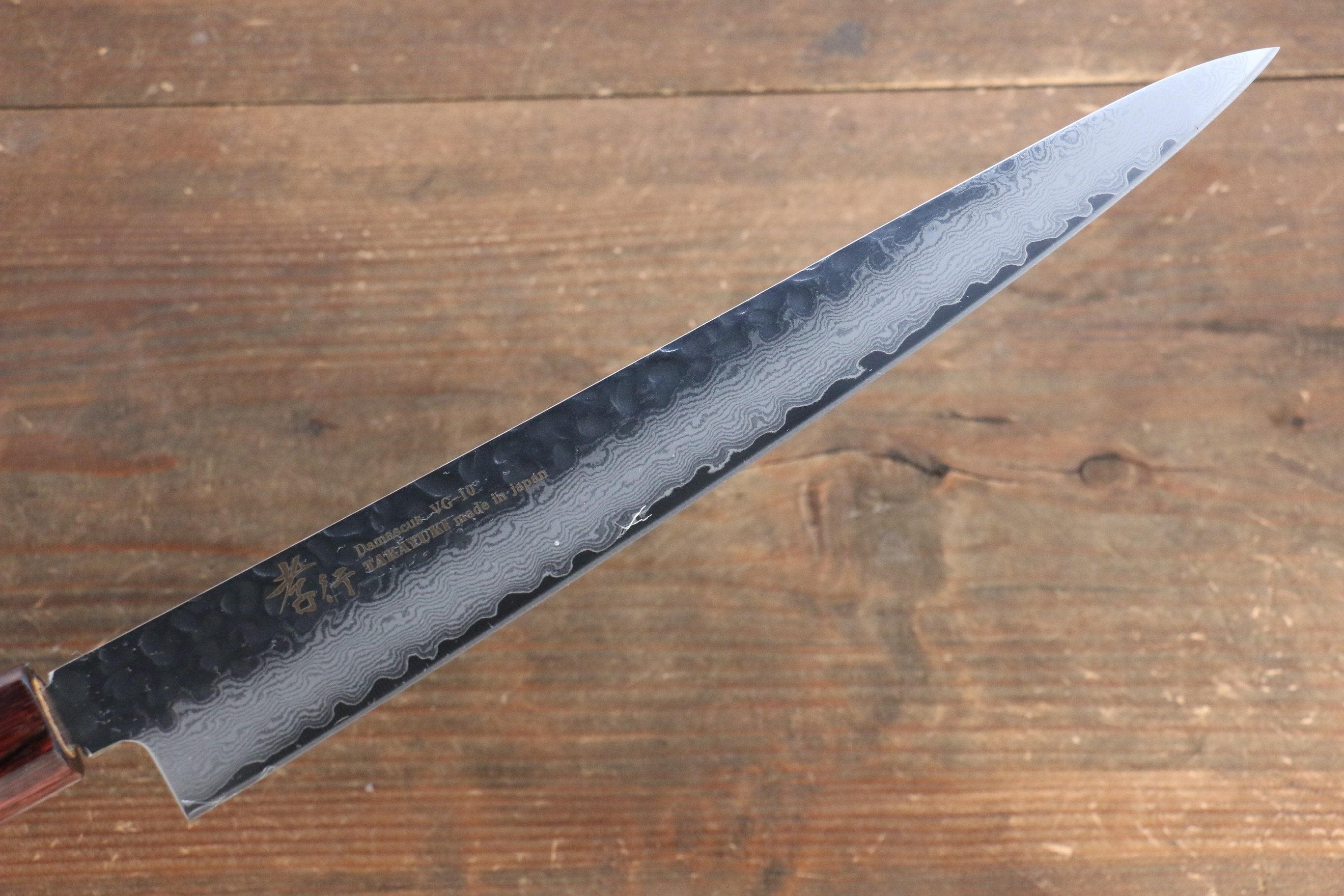 Sakai Takayuki VG10 33 Layer Damascus Sujihiki 240mm, Gyuto 240mm & Petty 150mm Keyaki Elm Handle Knife Set - Seisuke Knife
