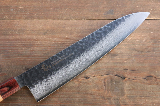 Sakai Takayuki VG10 33 Layer Damascus Sujihiki 240mm, Gyuto 240mm& Petty 150mm Japanese Chef Knife Set with Keyaki Elm Handle - Seisuke Knife
