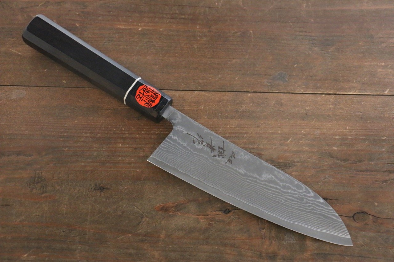 Shigeki Tanaka SG2 Black Damascus Santoku Japanese Chef Knife 165mm - Seisuke Knife