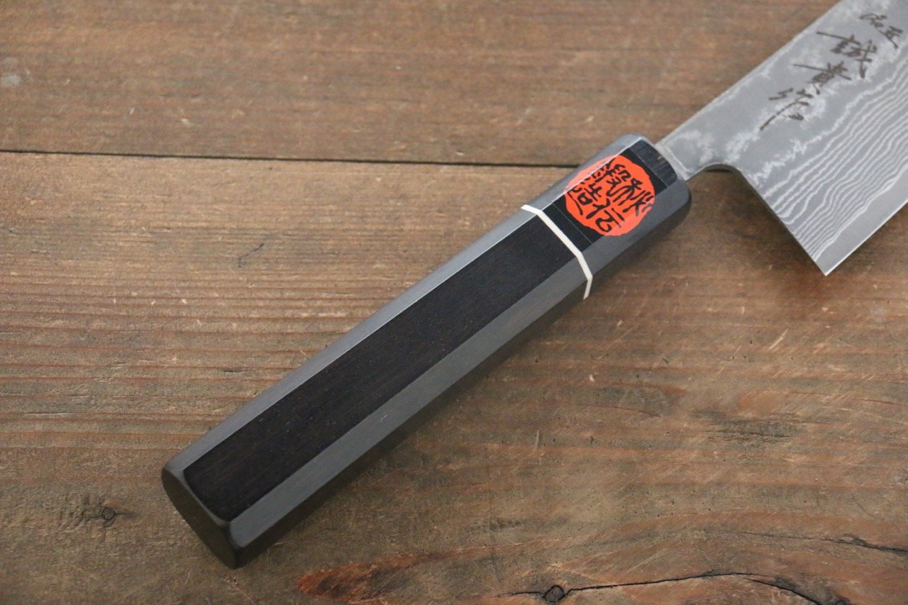 Shigeki Tanaka SG2 Black Damascus Santoku Japanese Chef Knife 165mm - Seisuke Knife