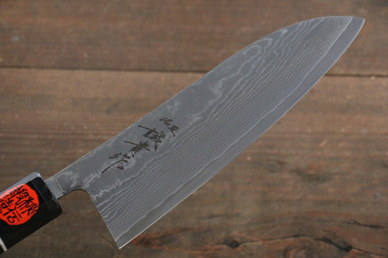 Shigeki Tanaka SG2 Black Damascus Santoku Japanese Chef Knife 165mm - Seisuke Knife