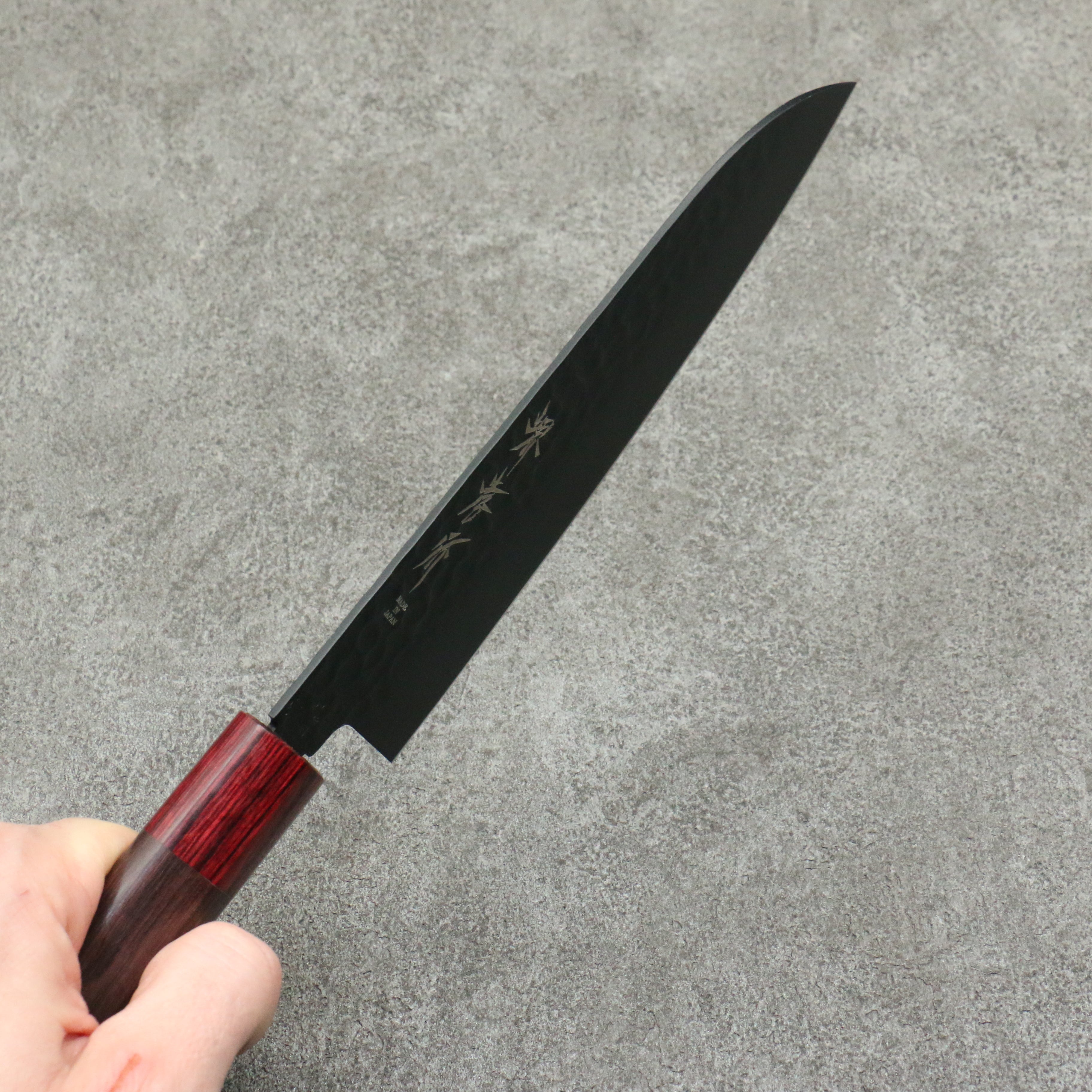 Sakai Takayuki Kurokage VG10 Hammered Teflon Coating Santoku 170mm Rosewood Handle - Seisuke Knife